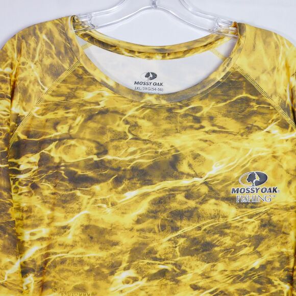 Mossy Oak Mens 3XL 54-56 Insect Repellent Fishing Shirt Yellow Long Sleeve Camo - Picture 2 of 13